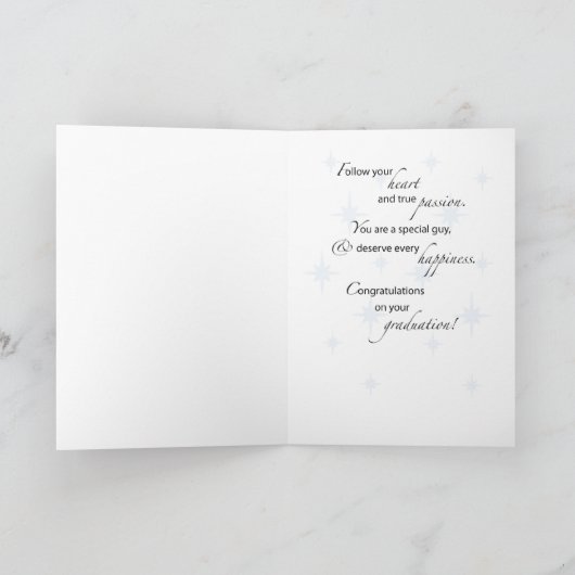 Abschluss-Typ, junger Mann-Stern-Glückwünsche Karte (Innenseite)