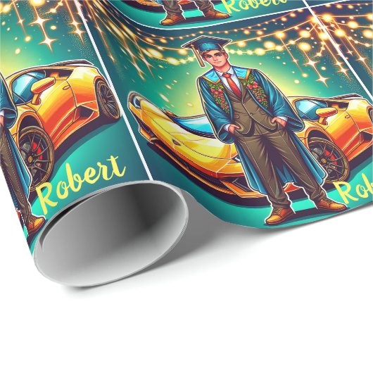 Abschluss Typ mit Schnellfahrzeug Geschenkpapier (Rolleneckpunkt)