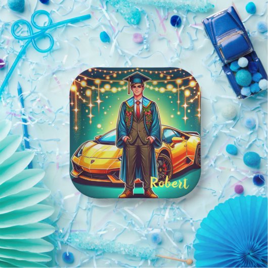 Abschluss Typ mit Schnellfahrzeug Pappteller (Party)