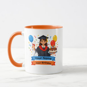 Abschluss und Geburtstag Benutzerdefinierter Name Tasse