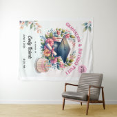 Abschluss- und Geburtstag-Teppich – Florale Doppel Wandteppich (Beispiel (Horizontal))