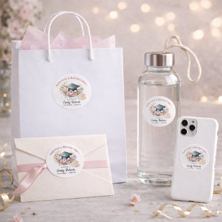 Abschluss- und Geburtstags-Blumen-Doppel-Feier Runder Aufkleber