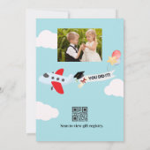 Abschluss und QR-Code, Foto, Flugzeug Einladung (Rückseite)