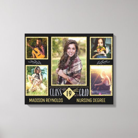 Abschluss Uni an der High School Grad FotoCollage Leinwanddruck (Vorderseite)