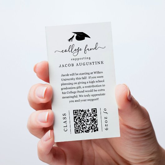 Abschluss Uni Fondskarte mit QR-Code einfügen Visitenkarte