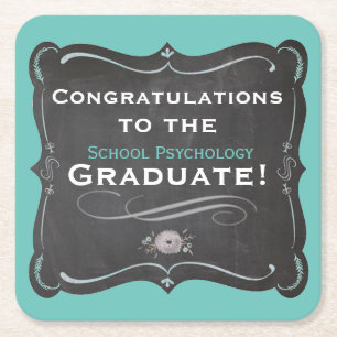 Abschluss-Untersetzer für Schulpsychologie Rechteckiger Pappuntersetzer