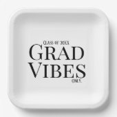 Abschluss Vibes Nur weiß/schwarz Pappteller (Vorderseite)