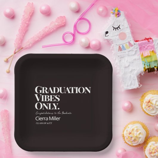 Abschluss Vibes only Paper Plate Pappteller (Party)