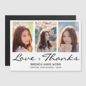 Abschluss Vielen Dank 3 Foto Collage Black Script Magnetkarte (Vorne/Hinten)