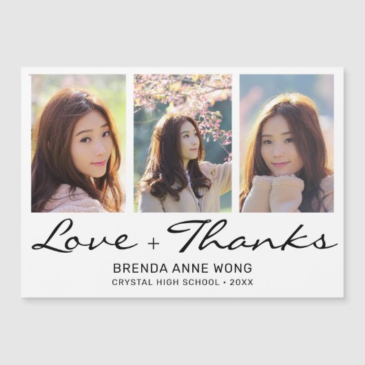 Abschluss Vielen Dank 3 Foto Collage Black Script Magnetkarte (Vorderseite)