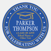 Abschluss Vielen Dank an die Moderne Royal Blue Ye Runder Aufkleber (Vorderseite)