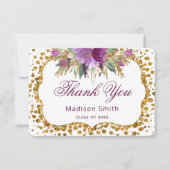 Abschluss Vielen Dank an Floral Gold Glitzer Confe Einladung (Vorderseite)