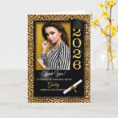 Abschluss Vielen Dank Cheetah Print 2025 Foto Karte (Gelbe Blume)