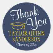 Abschluss Vielen Dank, dass ich Navy Blue Gold Yel Runder Aufkleber (Vorderseite)