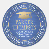 Abschluss Vielen Dank, dass Sie blau goldgelb und Runder Aufkleber (Vorderseite)