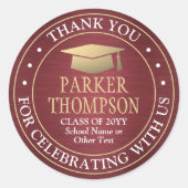 Abschluss Vielen Dank, dass Sie Burgund Rot und Go Runder Aufkleber (Vorderseite)