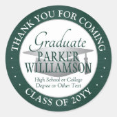 Abschluss Vielen Dank, dass Sie dunkelgrün und wei Runder Aufkleber (Vorderseite)