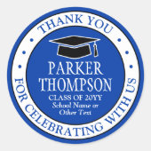 Abschluss Vielen Dank, dass Sie Elegant Royal Blue Runder Aufkleber (Vorderseite)