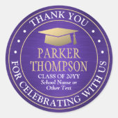 Abschluss Vielen Dank, dass Sie Lila Gold und Weiß Runder Aufkleber (Vorderseite)