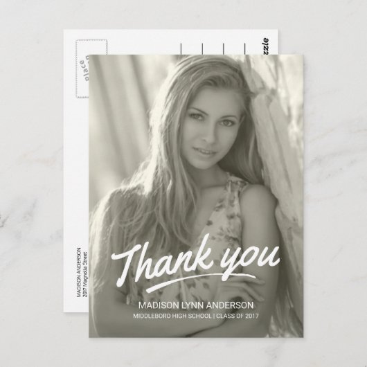 Abschluss Vielen Dank, dass Sie moderne handgeschr Postkarte (Vorne/Hinten)