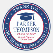 Abschluss Vielen Dank, dass Sie Rot Weiß und Blau Runder Aufkleber (Vorderseite)