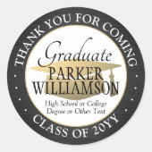 Abschluss Vielen Dank, dass Sie Schwarzes Gold und Runder Aufkleber (Vorderseite)