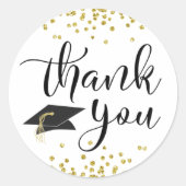 Abschluss Vielen Dank, dass Sie Script Black Gold Runder Aufkleber (Vorderseite)