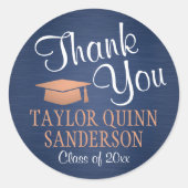 Abschluss Vielen Dank, dass Sie Script Brushed Nav Runder Aufkleber (Vorderseite)