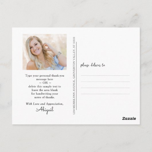 Abschluss Vielen Dank, dass Sie Script Foto Cap Sc Postkarte (Rückseite)