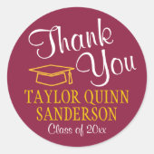 Abschluss Vielen Dank, dass Sie sich für Maroon Re Runder Aufkleber (Vorderseite)