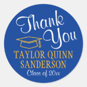 Abschluss Vielen Dank, dass Sie sich für Royal Blu Runder Aufkleber (Vorderseite)