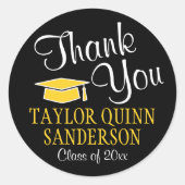 Abschluss Vielen Dank, dass Sie sich in Schwarz un Runder Aufkleber (Vorderseite)