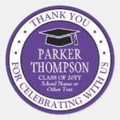 Abschluss Vielen Dank Elegante Moderne Lila & weiß Runder Aufkleber (Vorderseite)