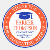 Abschluss Vielen Dank Elegante Moderne Orange & Bl Runder Aufkleber (Vorderseite)