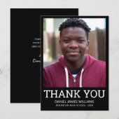Abschluss Vielen Dank für Ihr einfaches Foto Black Dankeskarte (Vorne/Hinten)