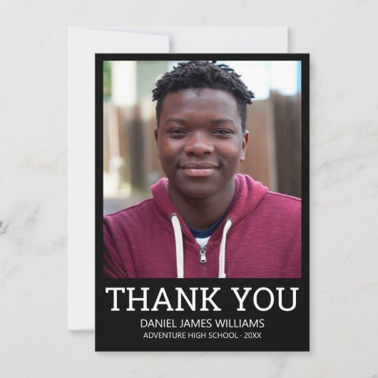 Abschluss Vielen Dank für Ihr einfaches Foto Black Dankeskarte (Vorderseite)