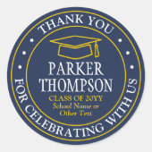 Abschluss Vielen Dank für Ihr elegantes blaues Gel Runder Aufkleber (Vorderseite)