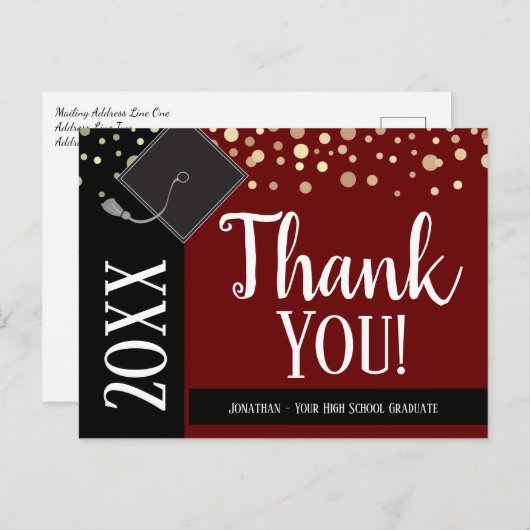 Abschluss Vielen Dank jedes Jahr Confetti Wein Postkarte (Vorne/Hinten)