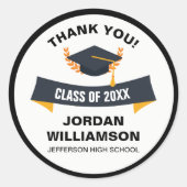 Abschluss Vielen Dank Klasse von 20XX Custom Grad Runder Aufkleber (Vorderseite)