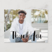 Abschluss Vielen Dank mit Foto - Schwarzes Script Postkarte (Vorderseite)