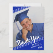 Abschluss Vielen Dank Royal Blue Brush Script Foto Einladung (Vorderseite)