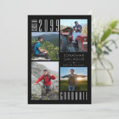 Abschluss Vier Fotos Schwarz-weiß Ankündigung (Stehend Vorderseite)