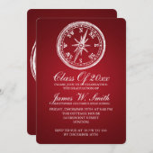 Abschluss Vintag Compass Red Einladung (Vorne/Hinten)