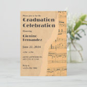 Abschluss Vintag Musiknote Einladung (Stehend Vorderseite)