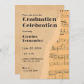 Abschluss Vintag Musiknote Einladung (Vorne/Hinten)