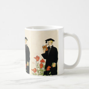 Abschluss Vintage, Absolvent liest ein Buch Kaffeetasse