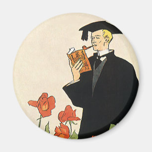Abschluss Vintage, Absolvent liest ein Buch Magnet