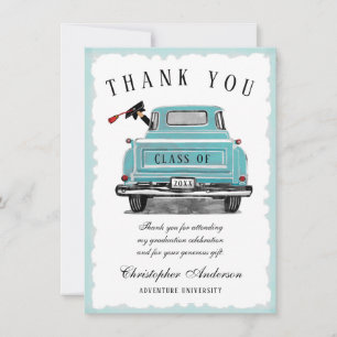 Abschluss Vintage Aqua Blau Lastwagen Klasse 2026 Dankeskarte