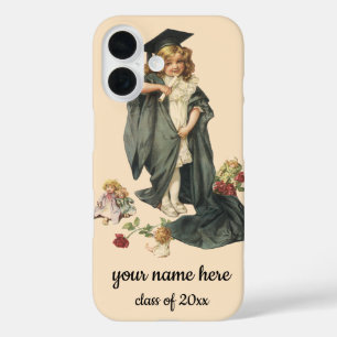 Abschluss Vintage, Mädchen mit Schirmmütze und Rob iPhone 16 Hülle