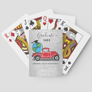 Abschluss Vintage-Roter LKW Abschlussmütze Welt Ha Spielkarten